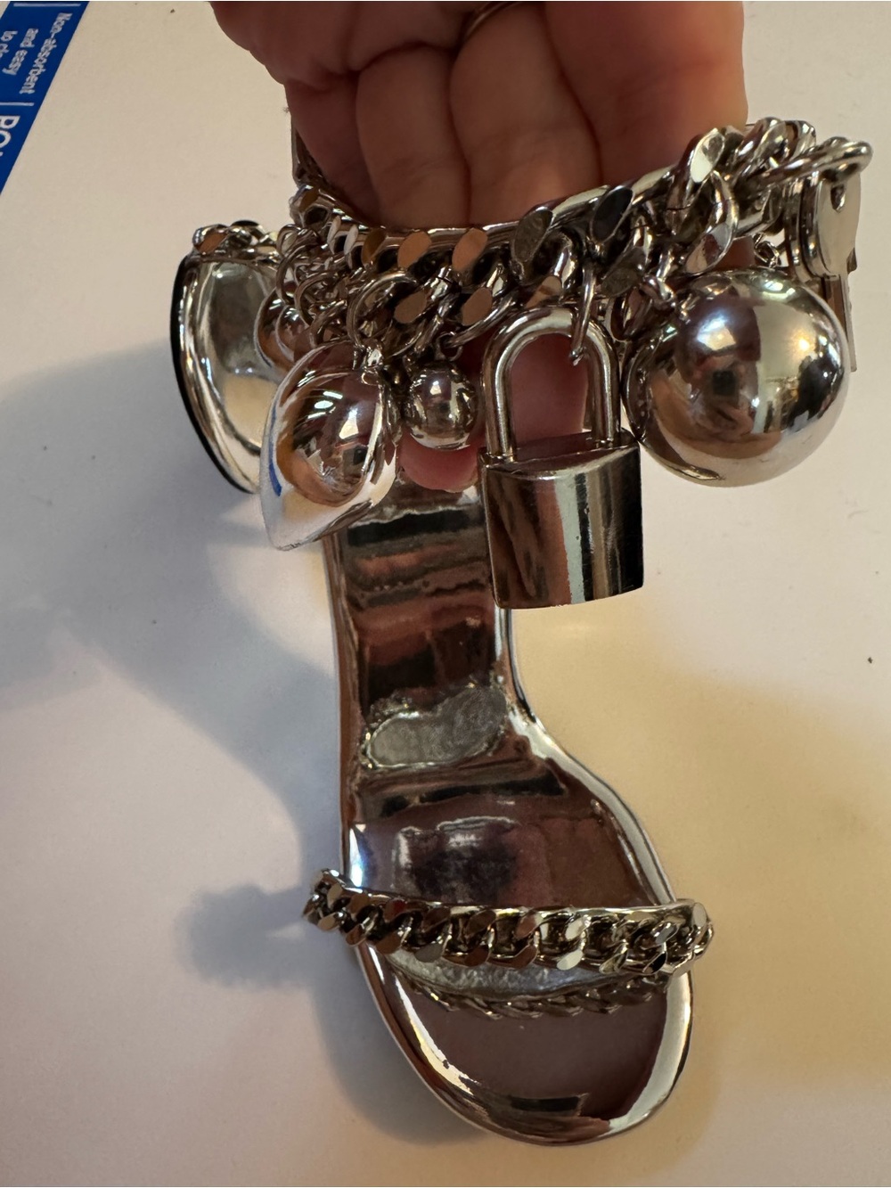 Jeffrey Campbell Shiny Silver Chain & Ornament High Heels